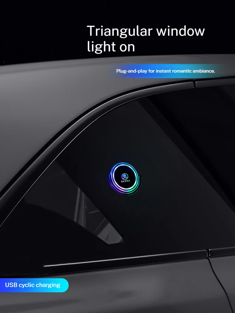 7 Color Car Changing LED Cup Holder Lights Rear Windshield Decorative Ambient Lighting For Skoda Superb Kamiq Kodiaq Octavia 2 3 - view 6