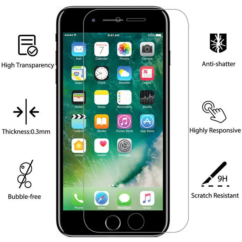 protective tempered glass for iphone 7 8 plus screen protector on i phone 7plus 8plus safety film aphone aiphone iphon iphoe 9h