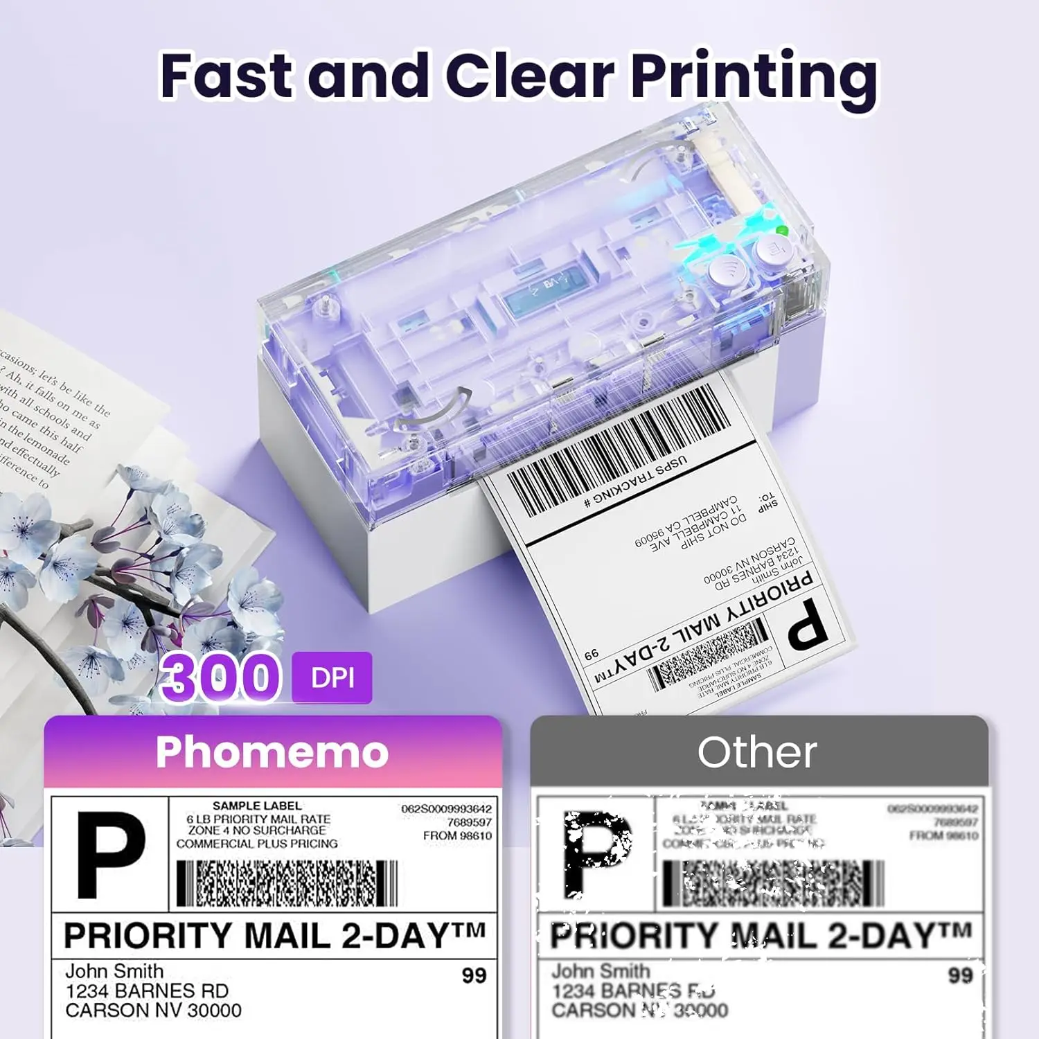 Phomemo WiFi Shipping Label Printer, 300DPI Wireless WiFi 4x6 Thermal Label Printer for Small Business Shipping Packages