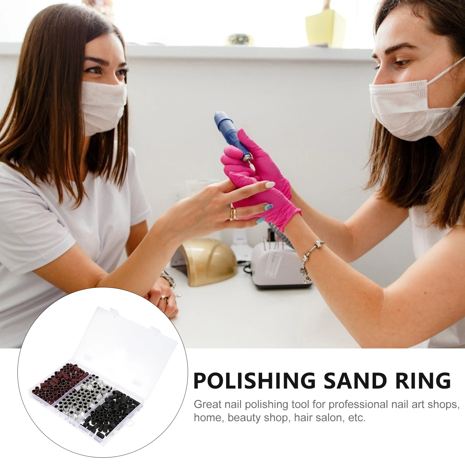 

210Pcs Lightweight Polishing Sand Rings Nail Polishing Heads Professional Manicure Accessories Home Beauty Tools