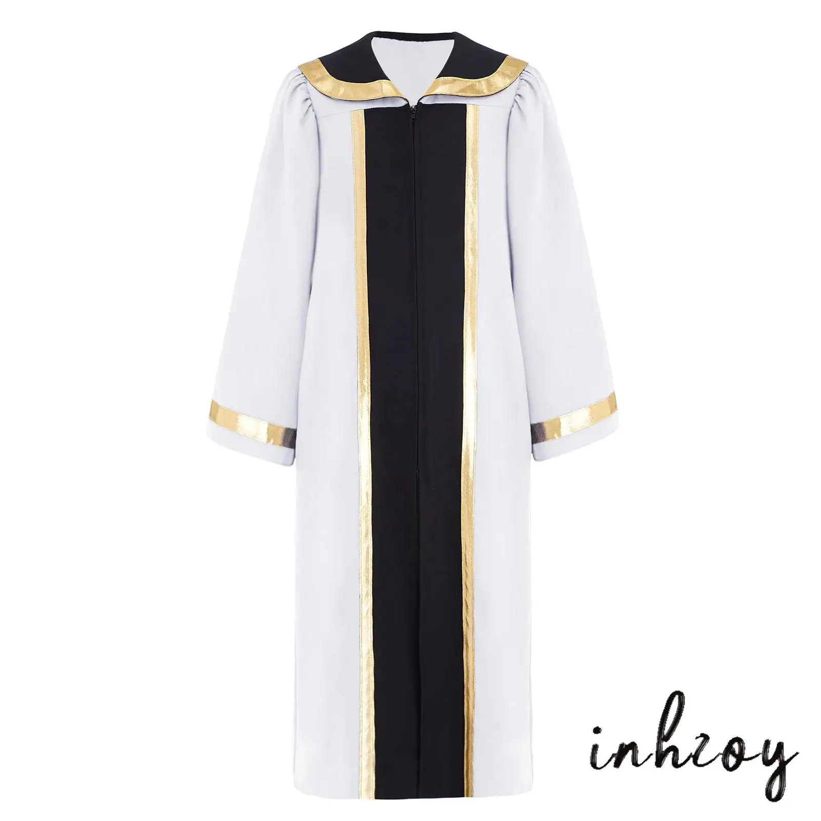 

Boys Girls Worship Praise Dance Clothes Church Choir Costume Halloween Pastor Cosplay Robe Turn Down Collar Long Sleeve Gown