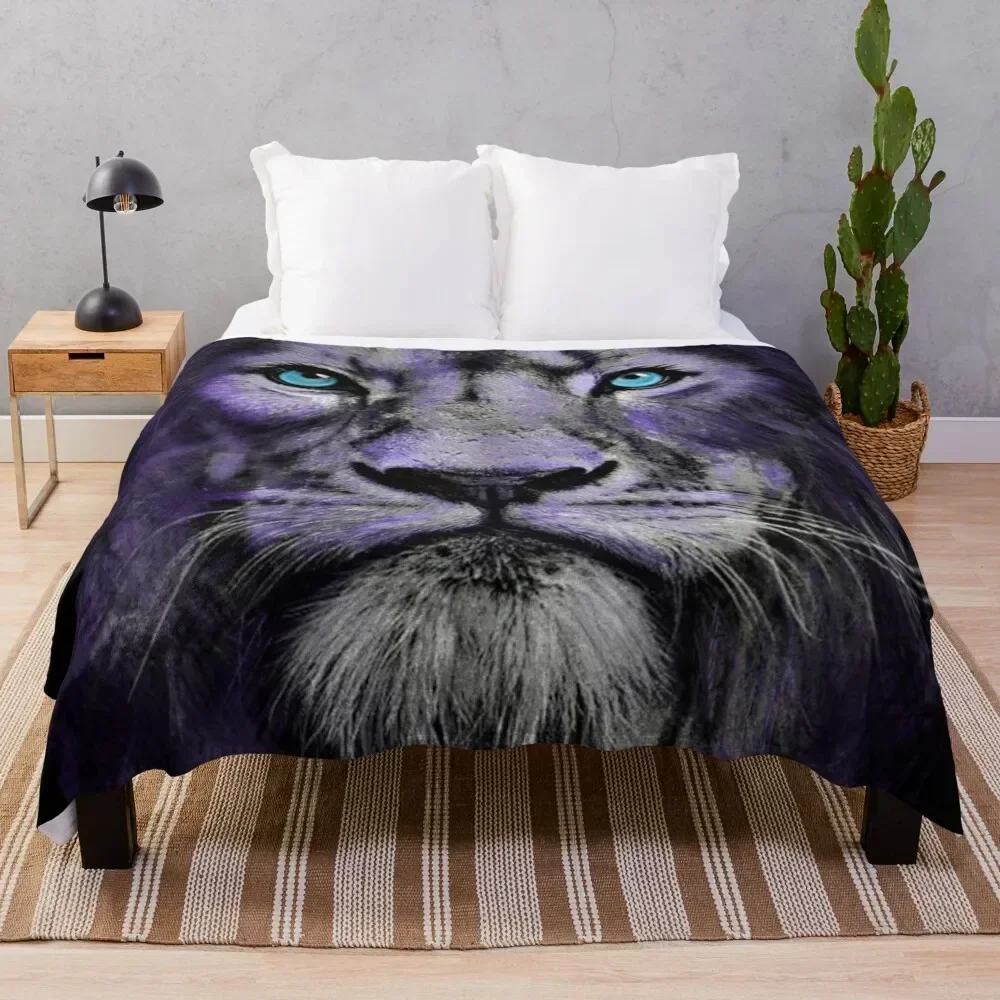 

Blue Eyed Lion - design by UMD Throw Blanket Weighted manga Bed Stuffeds Blankets