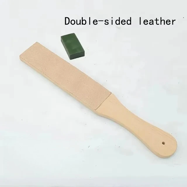 

Double Side Leather Strop for Knife Sharpening Stropping Block Kit with Polishing Compound Knife Sharpening Double Side