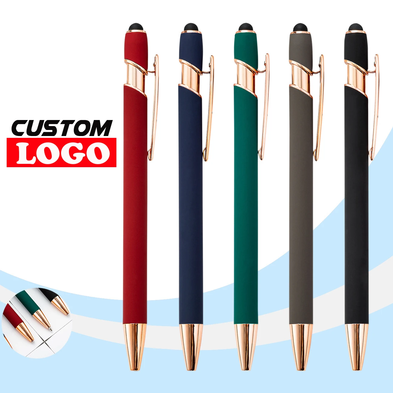 Metal Ballpoint Pens With Stylus Tip For Touch Screens Writing Stationery Office School Gifts Free Custom Logo Name