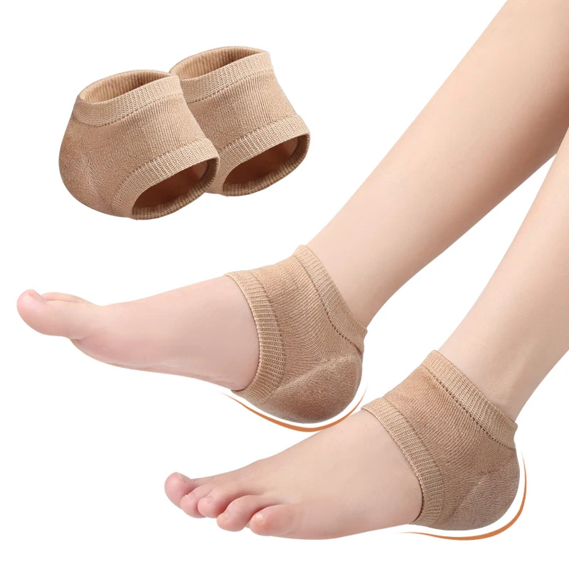 Silicone Protector Sleeve Heel Pads Heel Cups Plantar Fasciitis Support Feet Care Skin Repair Cushion Half-yard Socks Gel Heel