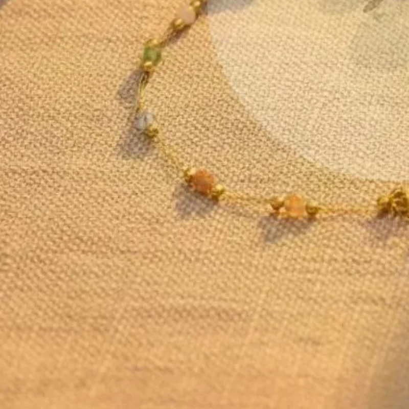 Pulsera de Dedo Integrada con Cuentas de Cristal Estilo Y2K, Joyería de Cadena Colorida y Dulce para Mujeres Jóvenes a la Moda
