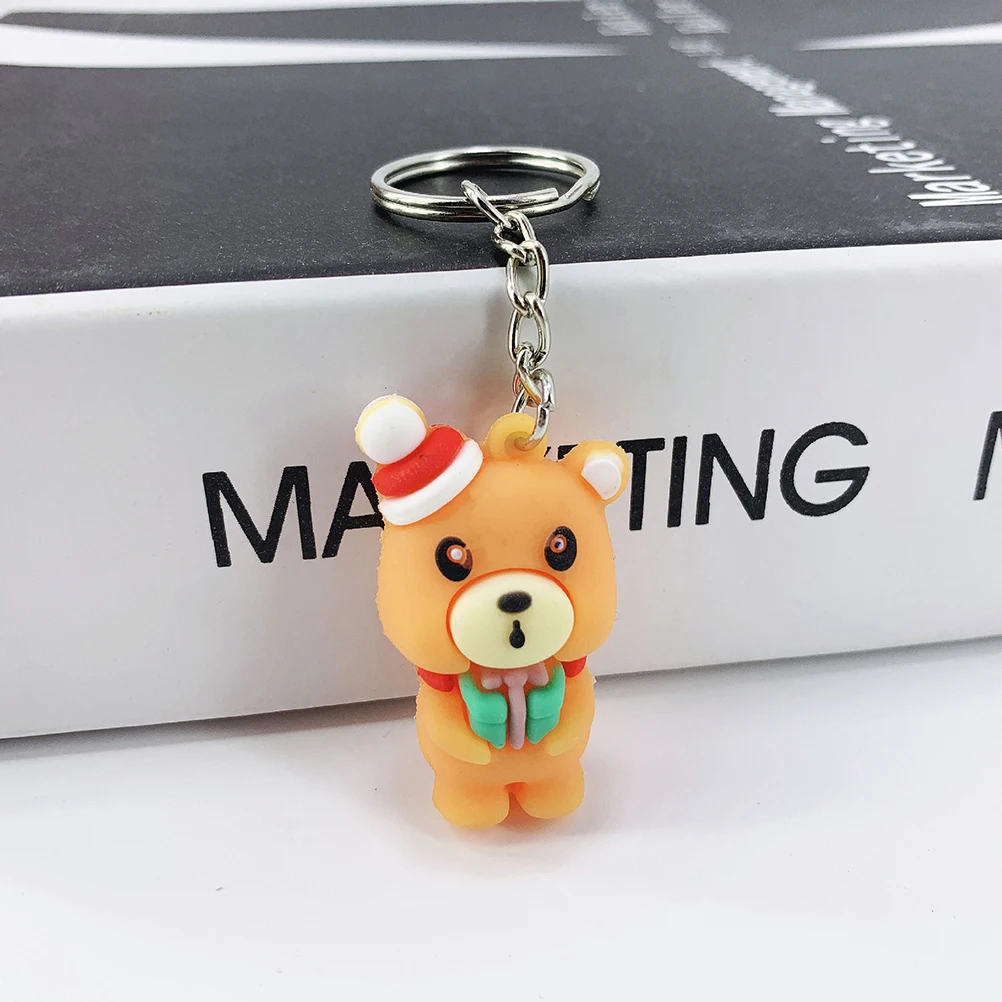 

4 Pcs Christmas Keychains Decorative Gifts with Material for Party Supplies Key Rings Holder Bag Charm