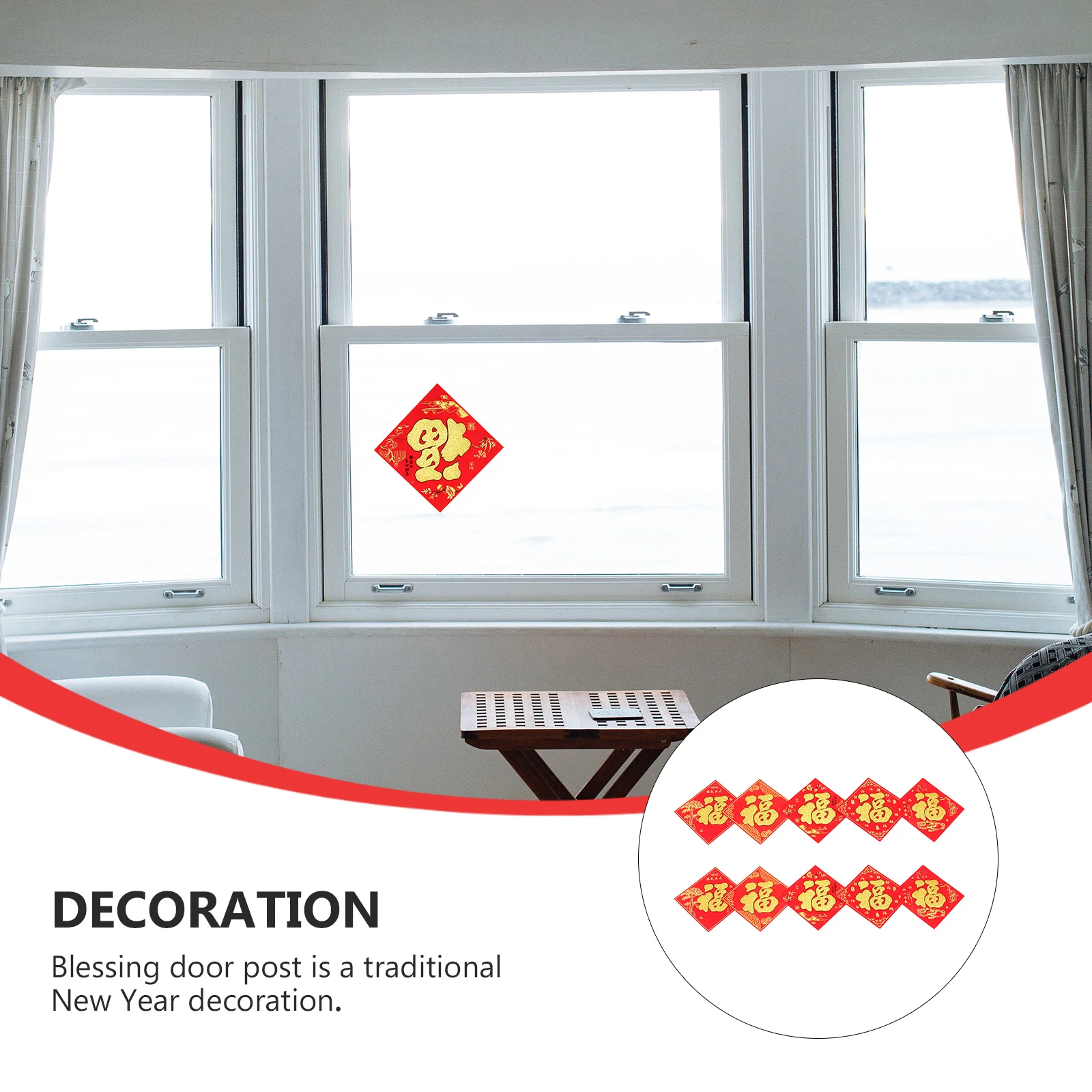 10 Sheets Fu Word Door Sticker Decorations Macrame Wall Hanging Traditional Chinese