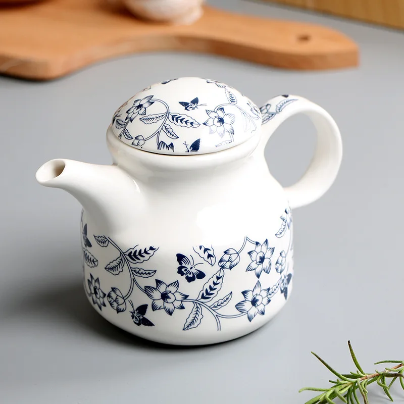 New Fashion Noodle House Blue and White Porcelain Ceramic Seasoning Pot Pepper Pot Vinegar Pot Soy Sauce Pot Kitchen Supplies