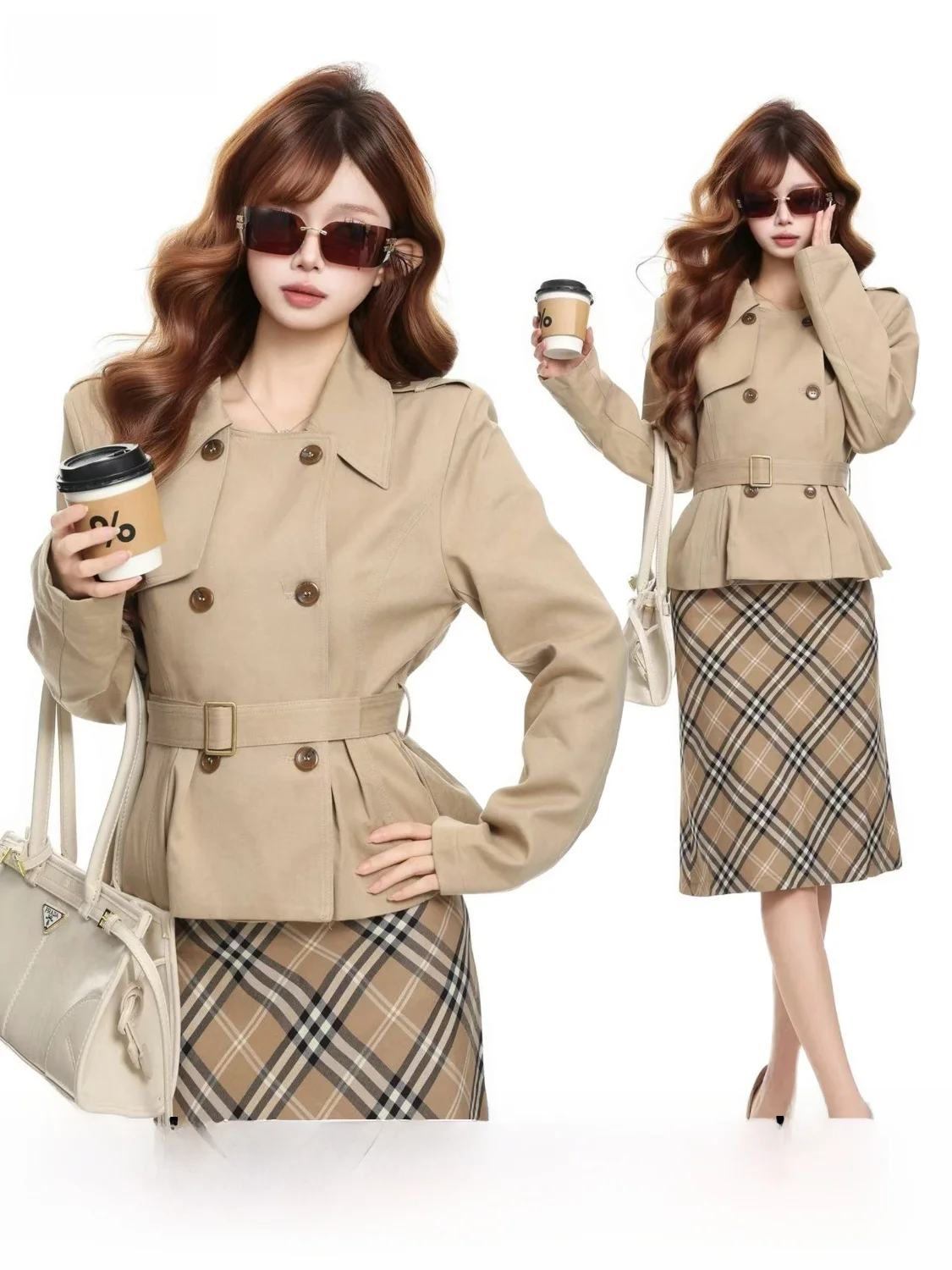 BASTERDS Korean Style Short Waist-Cinching Double-Breasted Women's Jacket Autumn Design Slimming Outerwear Commute Ready