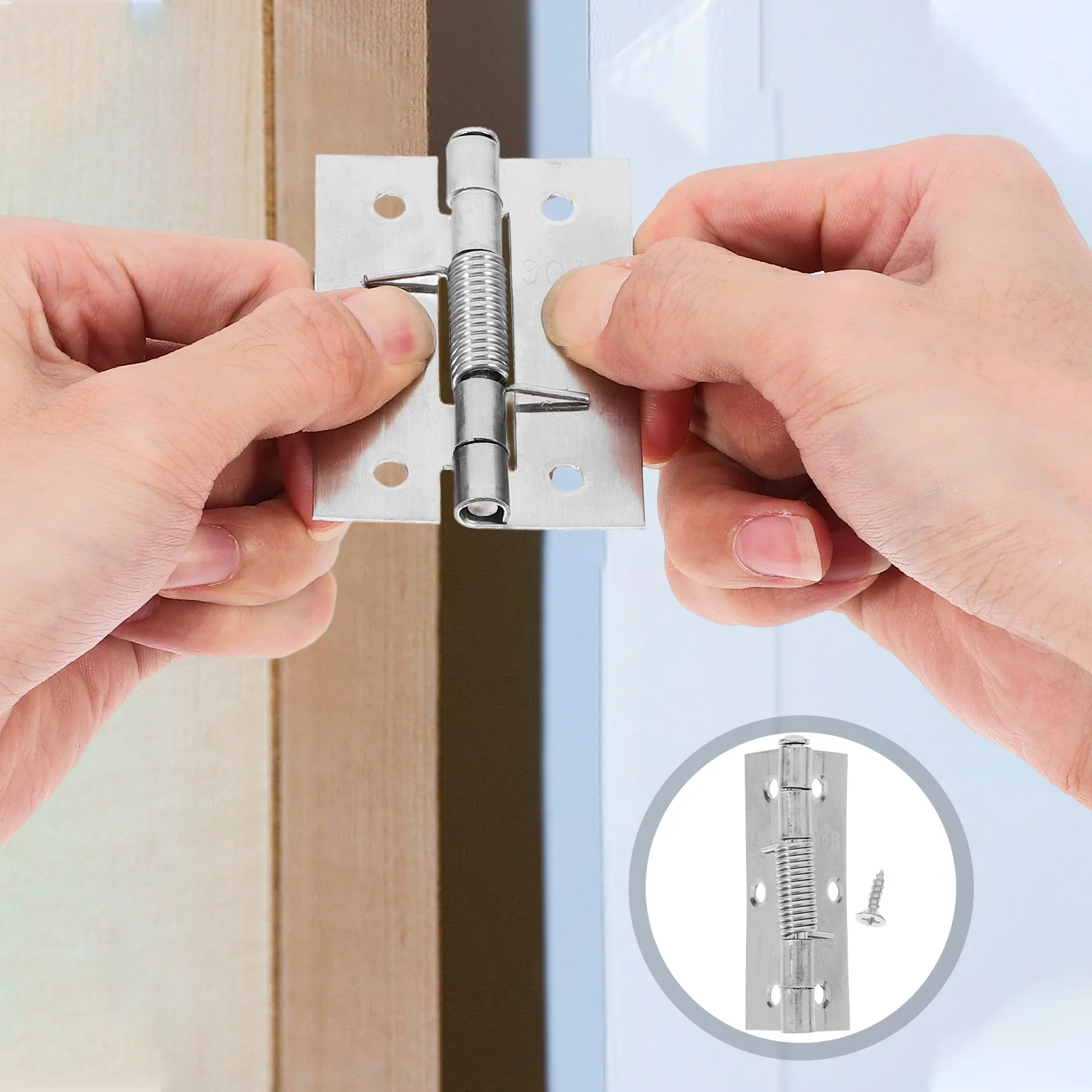 

2pcs Self Door Hinges Stainless Steel Heavy Duty For Basement Bathroom Laundry Room Automatic Metal Door Hinge Hinge