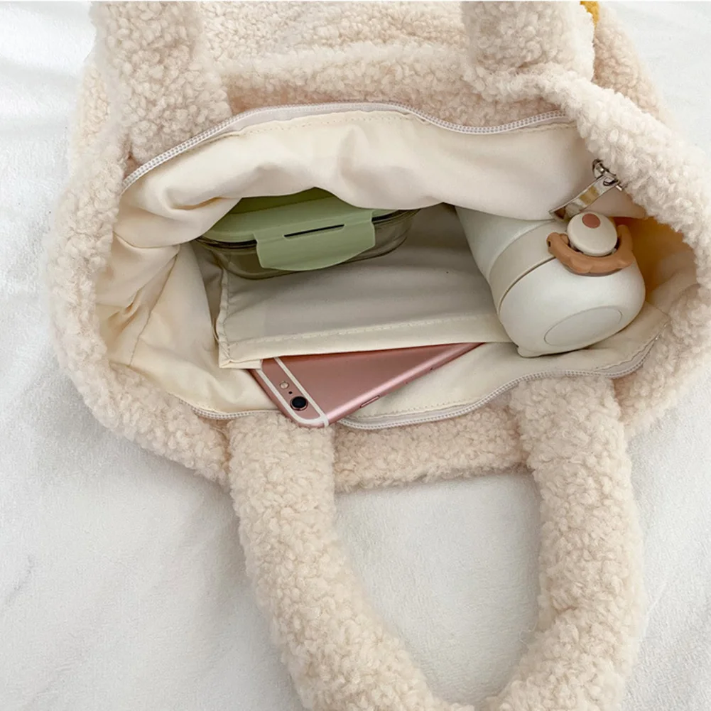 حقائب يد نسائية قطيفة ناعمة كرتونية أوزة للتنقل حقيبة كاجوال أنيقة لطيفة محمولة وحزام قابل للتعديل بسيطة دافئة لحفلات التسوق