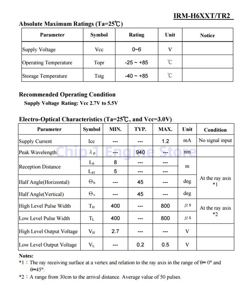 หัวรับสัญญาณอินฟราเรด SMD IRM-H638T TR2 IRM-H638T ของแท้ใหม่