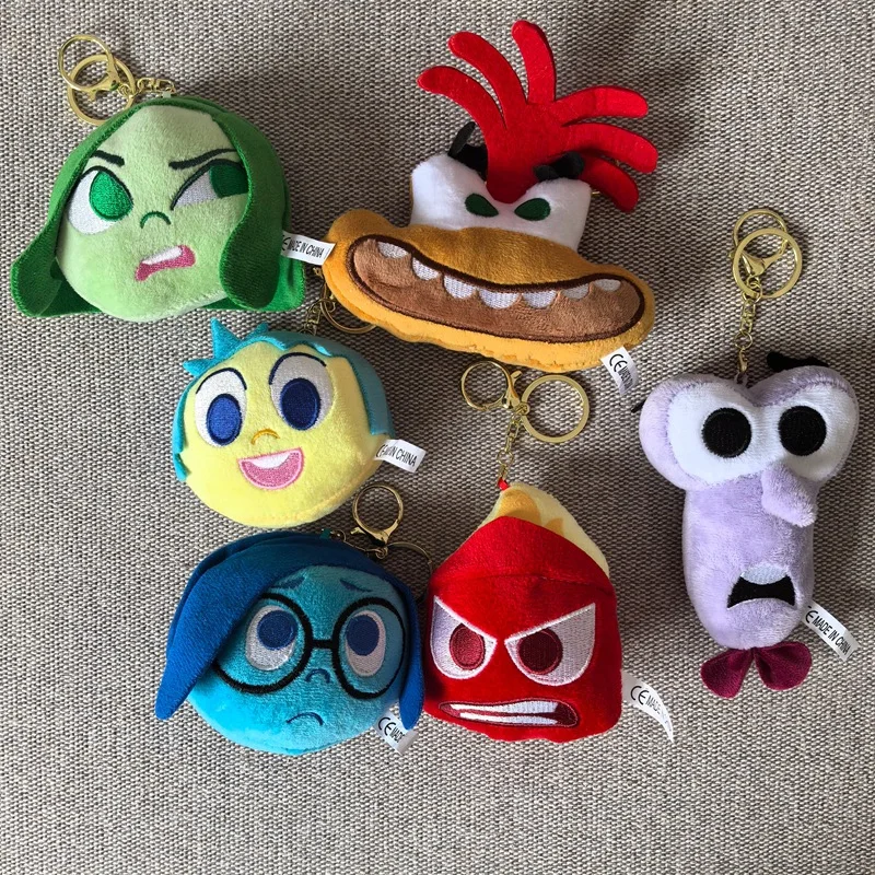 Inside Out 2 Keychain Plush Cute Cartoon Anxiety Key Chain Plushie Anime  Bag Pendant Stuffed Kawaii Soft Doll Toy Children Gift