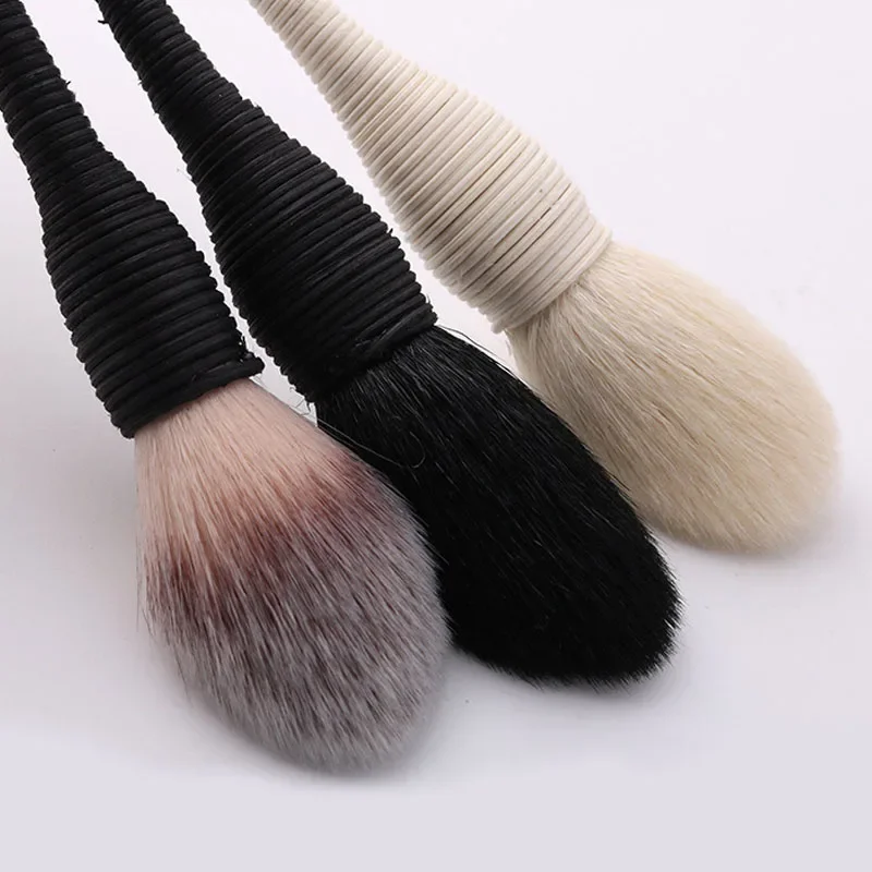 Flat Goat Wool Rattan Makeup Brushes Profesional Foundation Blush Loose Powder Contour Brush for Beauty Make Up Brushes