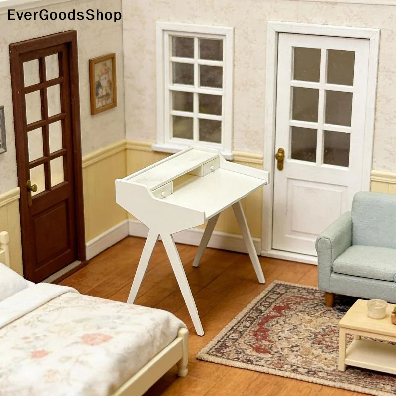 

New New Miniature Dressing Table Dollhouse Vanity Table Side Table Model Dollhouse Bedroom Furniture Decor Micro Scene Ornaments