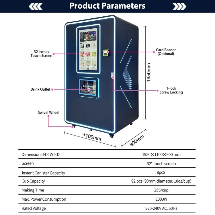 Large Capacity Smart Protein Powder Vending Machine Multi Flavor Touch Screen for Gym Fitness Hotel
