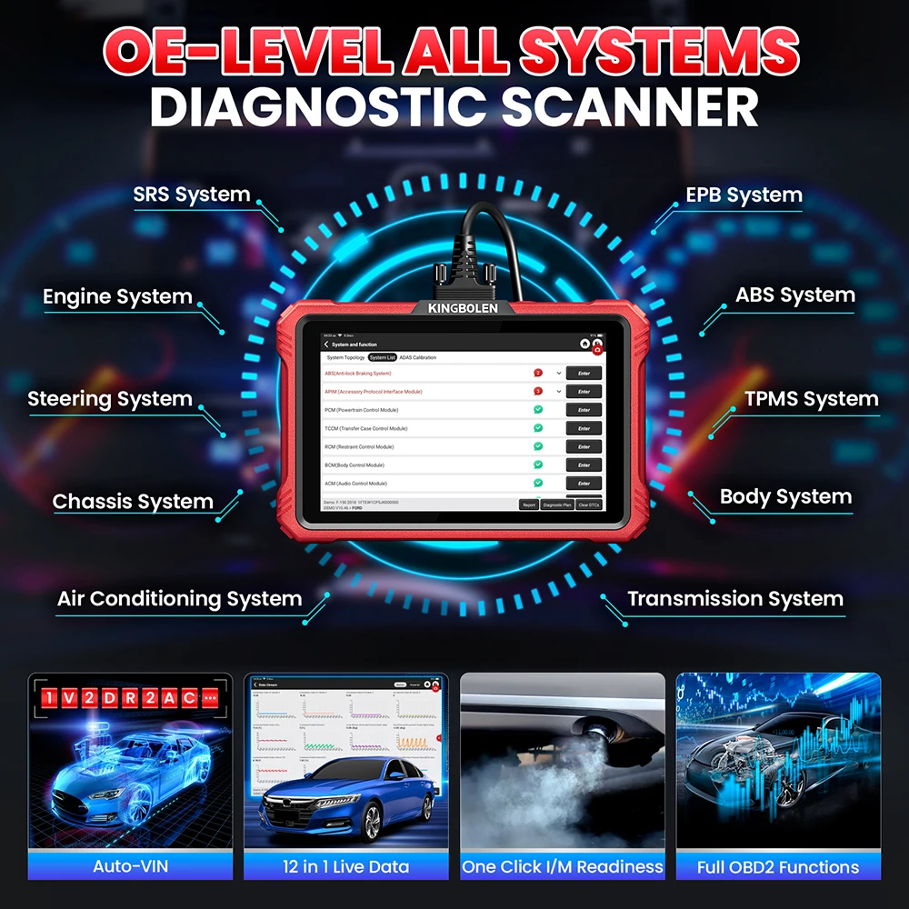 2025 NEW KINGBOLEN K8 Elite Bi-Directional Scanner Full Systems Diagnostic Scan Tool,34 Reset ECU Coding,DOip CAN FD