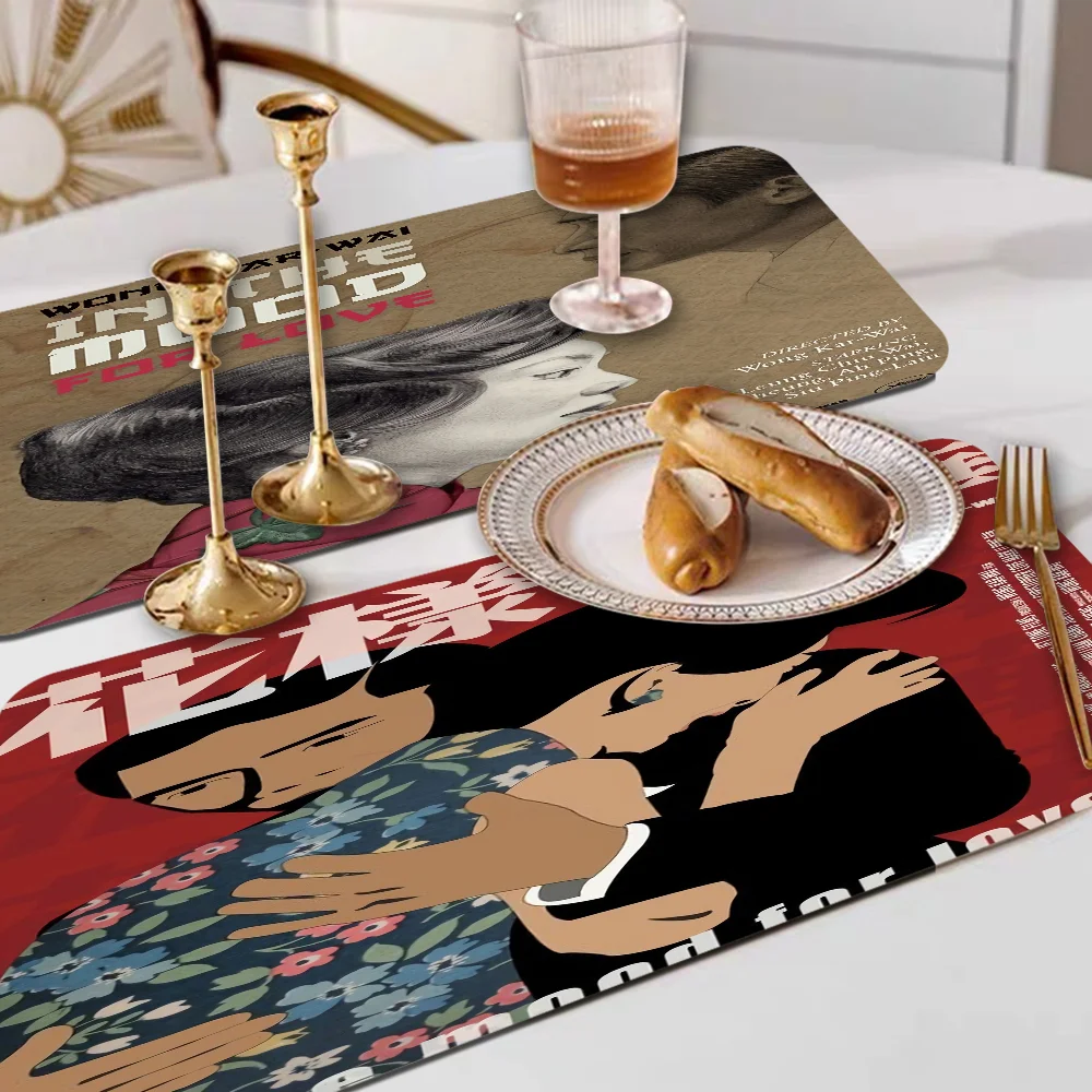 

IN THE MOOD FOR LOVE Kitchen Drainage Mat Retro Style Dish Drying Pads Absorbent Placemats Drainer Tableware Mats Accessories