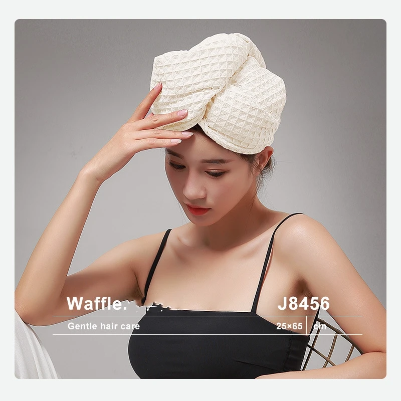 Waffle Hair Cap Microfiber Hair Towel Long Hair Quick Dry Hat Bath Towel Strong Water Absorbent Women Wrap Wiping Hair Towel