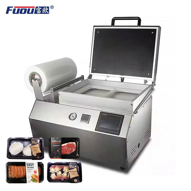 

Desktop Manual Vacuum Package Seafood Meat Tray Sealer Vacuum Sealing Machine Food Packaging for S k and Salmon