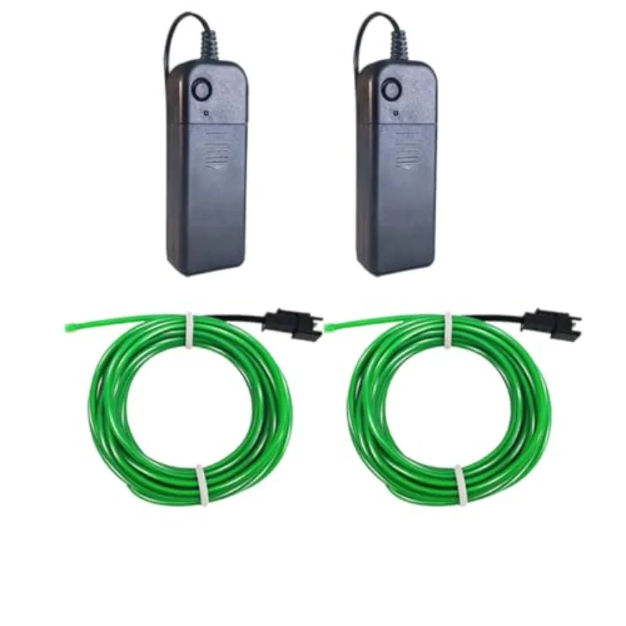 

Green 2pack EL Wire - Glow-in-the-Dark Electroluinescent Wire with Power Adapter, Waterproof Flexible Light Strip for Halloween