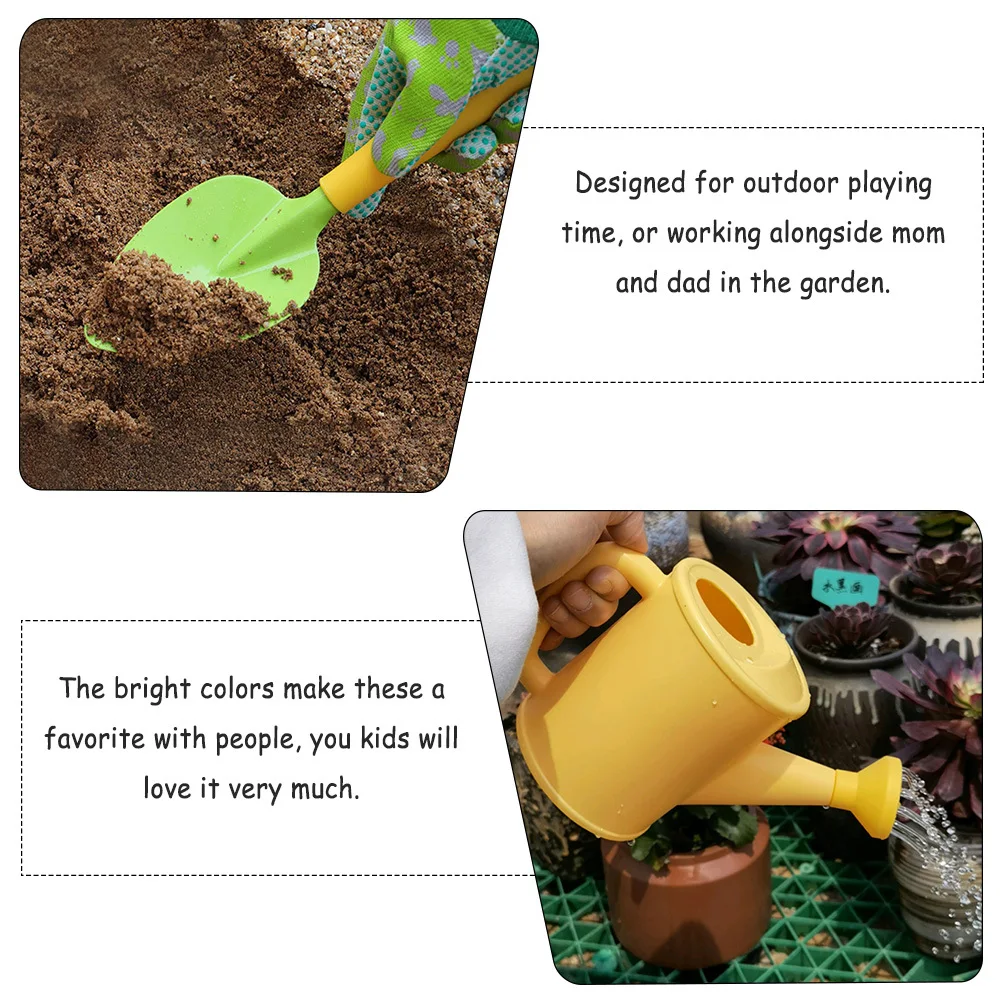 1Set Kids Garden Tools Set Child-Sized Planting Shovels and Rake Safe Blunt Edges Lightweight Design for Sand Beach Or Yard