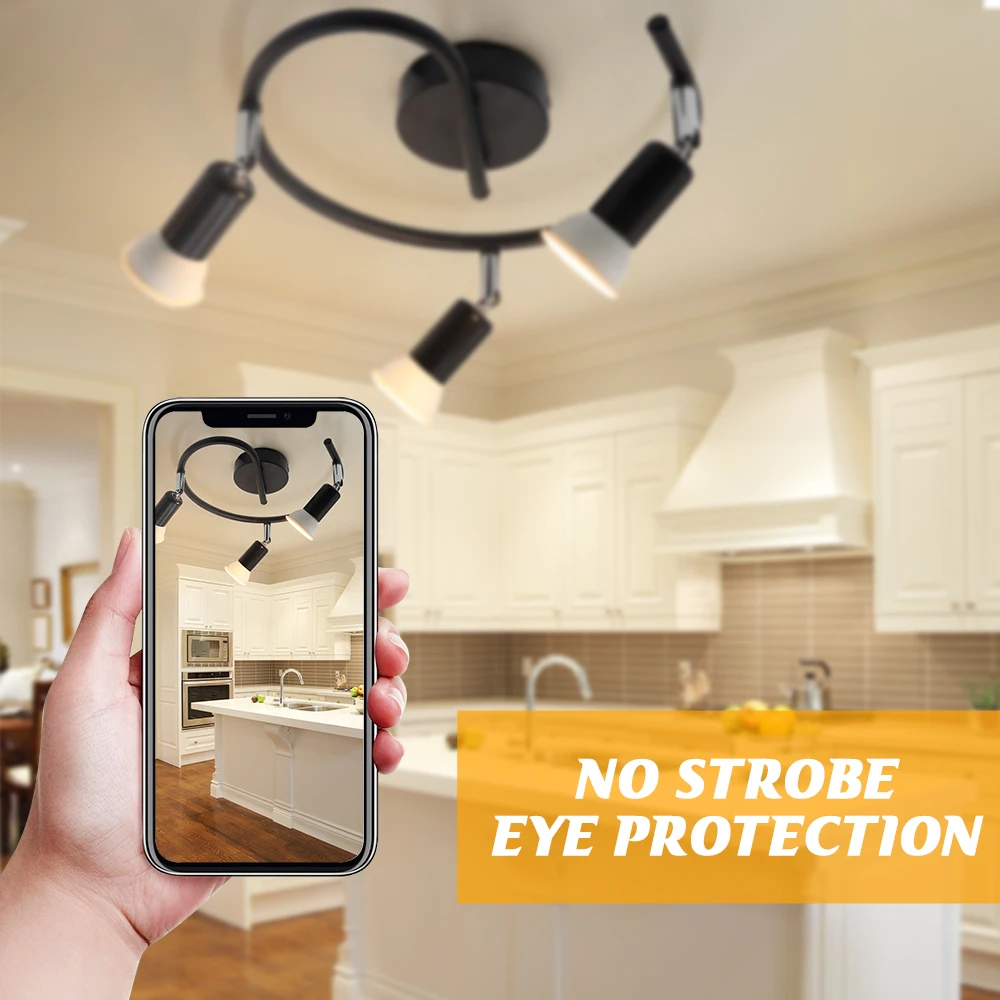 Refletor LED com cabeça de luz rotativa flexível, 4-Light Track Lighting Kit, parede e teto Fixture, Flush Mount