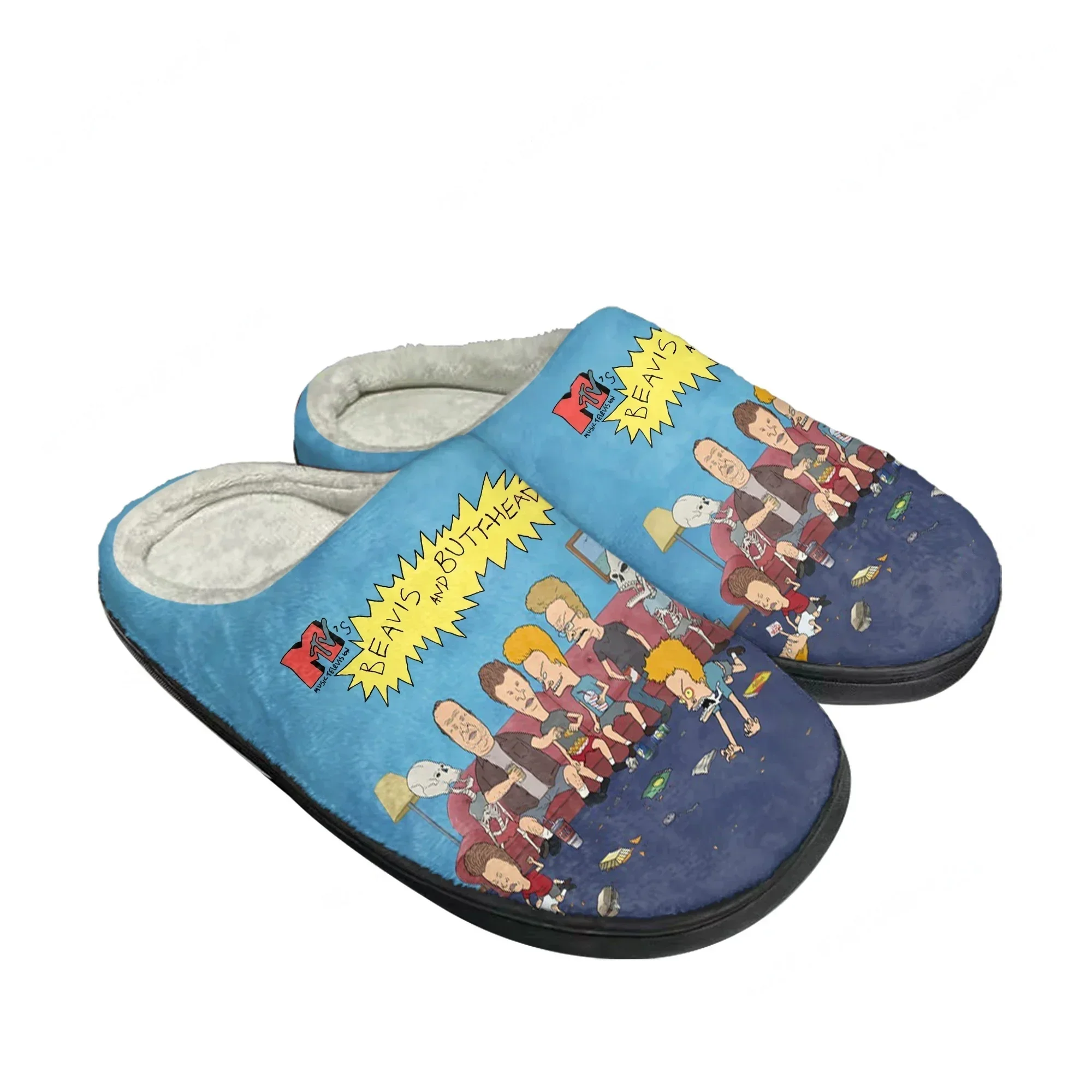Pantuflas de algodón Butthead Butt Head Rock N Roll para hombre, mujer, jóvenes, niños y niñas, pantuflas de felpa para dormitorio, zapatos cálidos personalizados para interiores