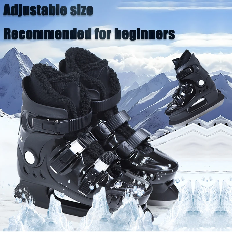 Hard Shell Ice Hockey Figure Skating Skates Thermal Warm Thicken Skating Shoes with Carbon Steel Ice Blade For Adult Teenager