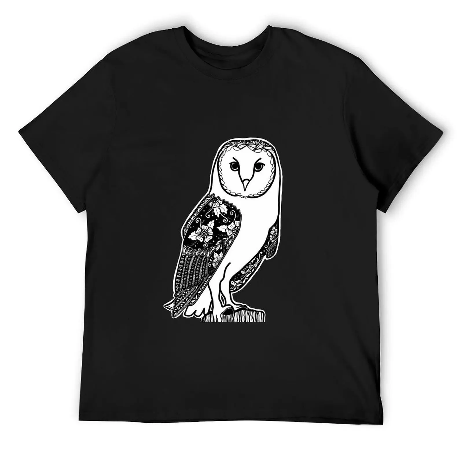 Owl Floral Zentangle T-Shirt cute clothes Short sleeve tee plain white t shirts men