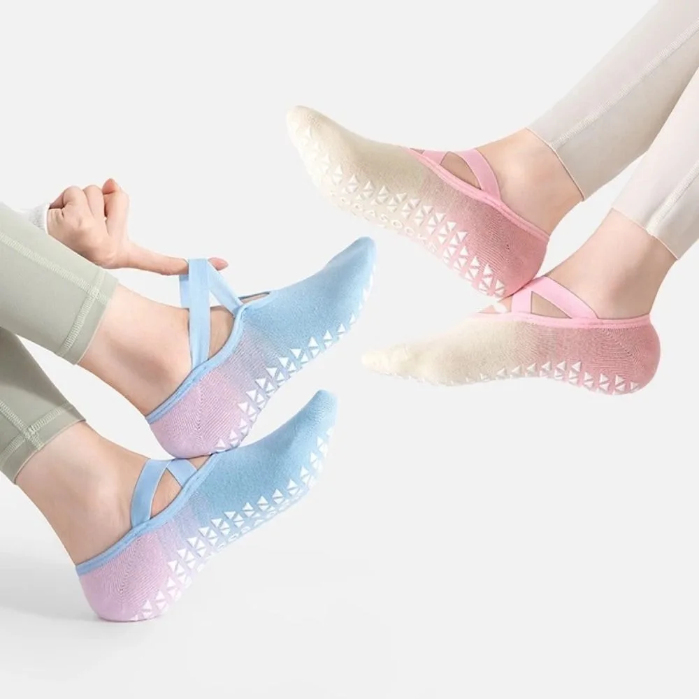 

6pairs Non-Slip Fitness Yoga Socks Patchwork Breathable Towel Bottom Hosiery Sweat-Absorbent Pilates Dot Silicone Floor Socks