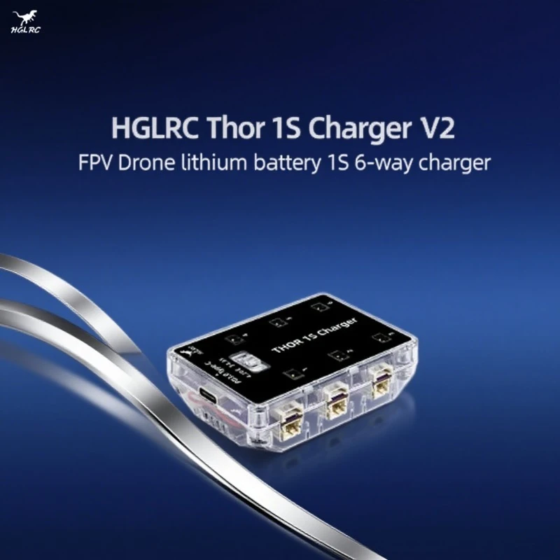 

1S 6-way parallel charging board LIPO/LIHV charger HGLRC Thor 1S Charger V2 compatible with PH2.0 BT2.0 A30 MX20 connector