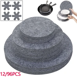12/96Pcs Pot Pan Felt Protectors Divider Pads 3 Sizes Felt Plate Heat Resistant Prevent Scratching Mat Cookware Kitchen Tools
