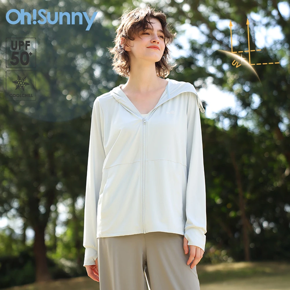 OhSunny Jackets Spring Summer Sun Protection Anti-UV Long Sleeve Loose Woman Cool Feeling Skin Friendly Coat for Outdoor Sports