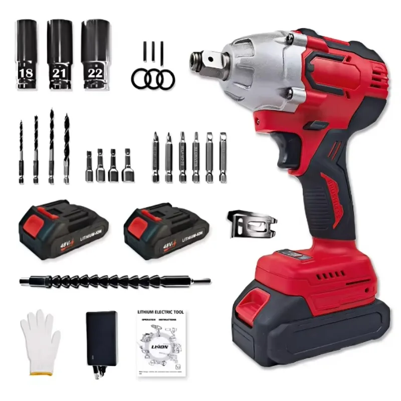 Combination tool 21v electric brushless impact wrench cordless 1/2 purpose wrench screwdriver electric drill charging
