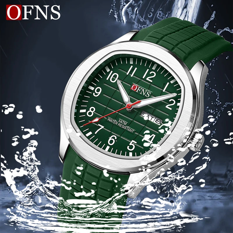 OFNS Brand Top New Leisure Fashion Men\'s Quartz Watch Military Sports Waterproof Automatic Date Luxury Quartz Men\'s Watches 2024