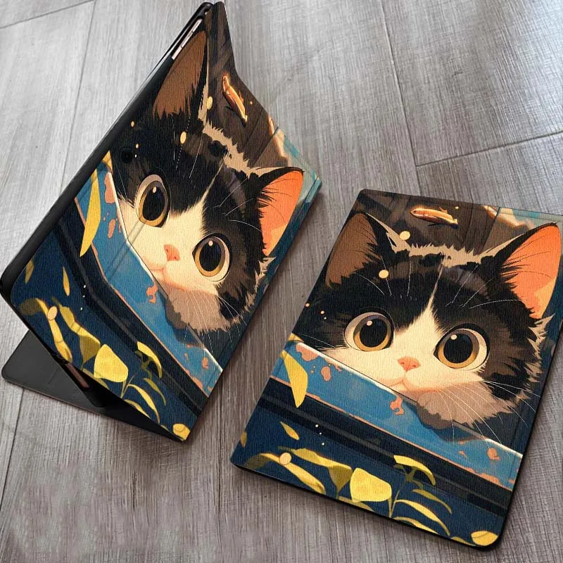 

Cartoon White Cat Flowers For OPPO Realme Pad Air X 10.36 11 Inch Tablet Case