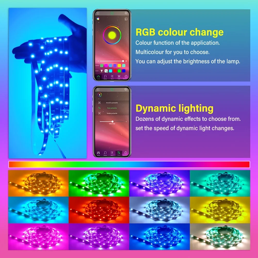 USB LED Strip Lights Tuya APP Control Color Changing 5050 RGB Led Light Flexible Lamp Tape for Room Decoration TV Backlight