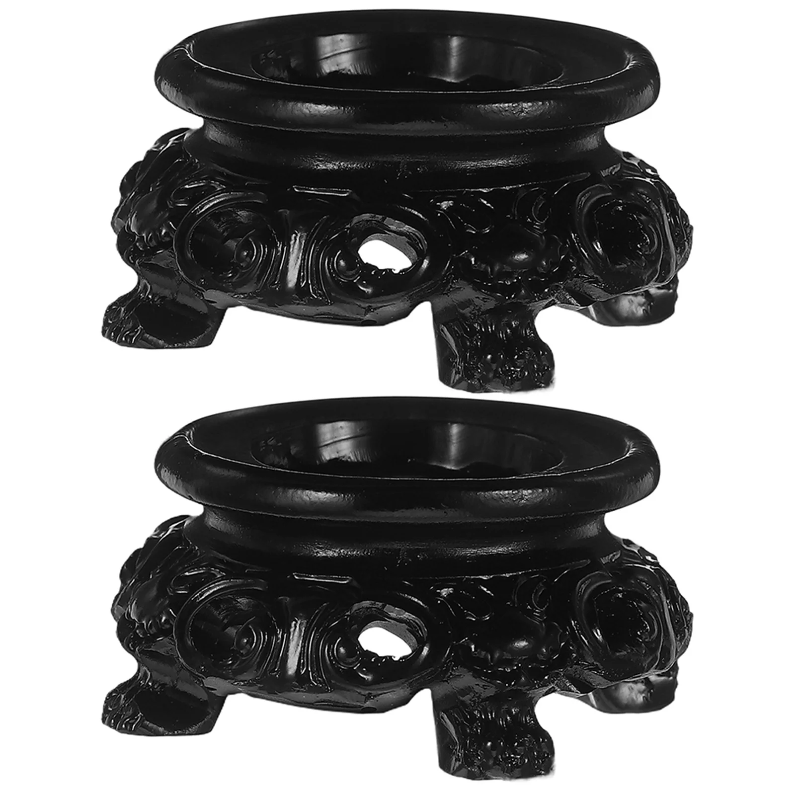 

2Pcs Resin Crystal Ball Display Stand Hollow Sphere Pedestal Base Natural Quartz Egg Holder Gemstone Snow Globe Decor