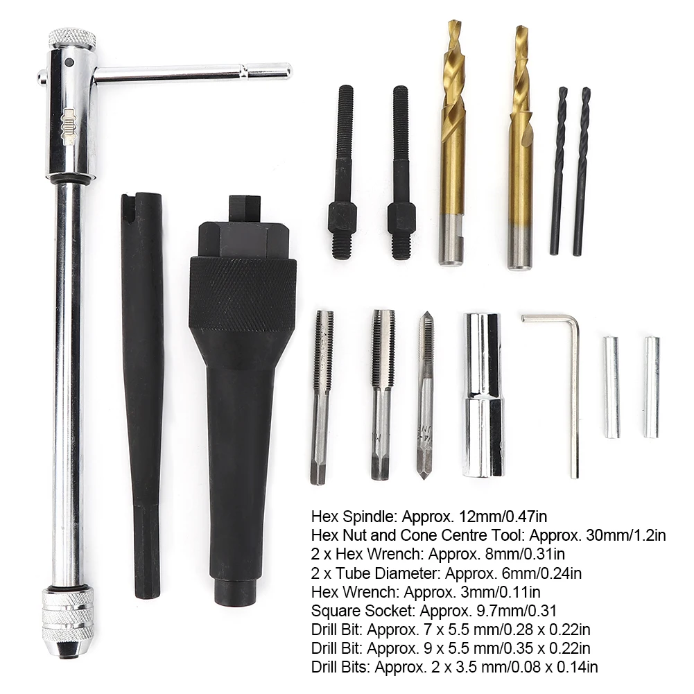 Plug Remover Tool Kit Extractor Puller Repair Tool 1/4in‑28 UNF M10xP10 M8x1.0  Plug Thread Repair Tool