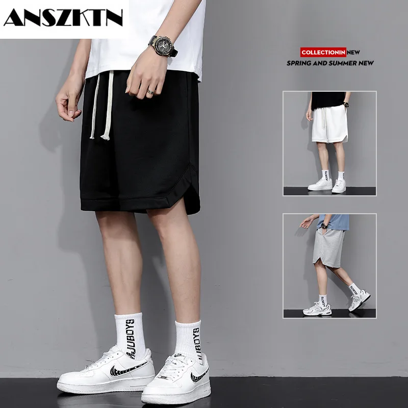 ANSZKTN Shorts male summer wear thin sports leisure pure color versatile loose teenage trend five points pants male