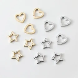 2PCS 14K Gold Plated Heart Star Pendant Snap Hook Clasp Buckle DIY Making Supplies Brass Jewelry Accessories