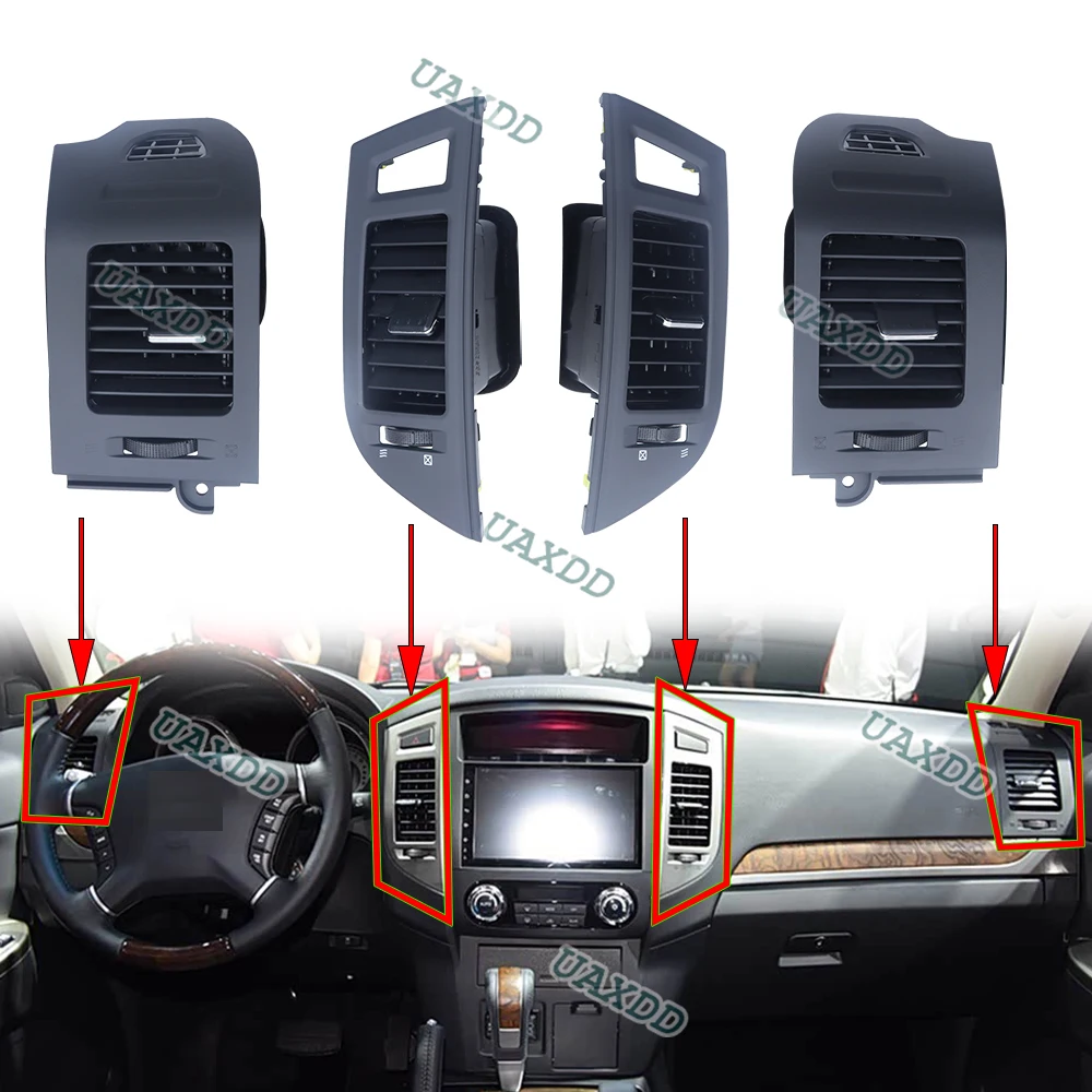 Car Interior Stereo Air Conditioner Vent For Mitsubishi  2007-2020 Pajero V93V97V87 Matten Black Frame Kit Panel Center Fascia