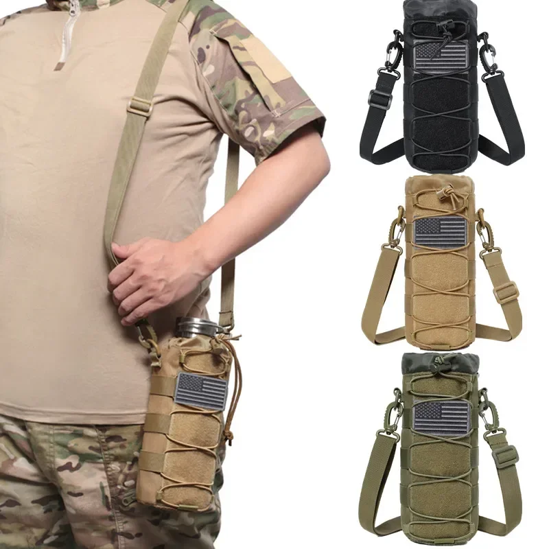 Molle-Bolsa de hombro para botella de agua, riñonera para viaje al aire libre, caza, Camping, senderismo, ciclismo, pesca