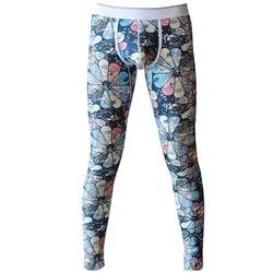Youth Fashion Thermal Warm Pants with Thick Velvet Winter Tight Velvet Pants Bottom Men's Cotton Leggings Wool Printed Underwear