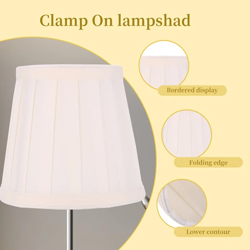 ●Fabric Chandelier Lampshade Holder Clip on Sconce Beside Bed Lamp Hanging Light, light yellow-A57M