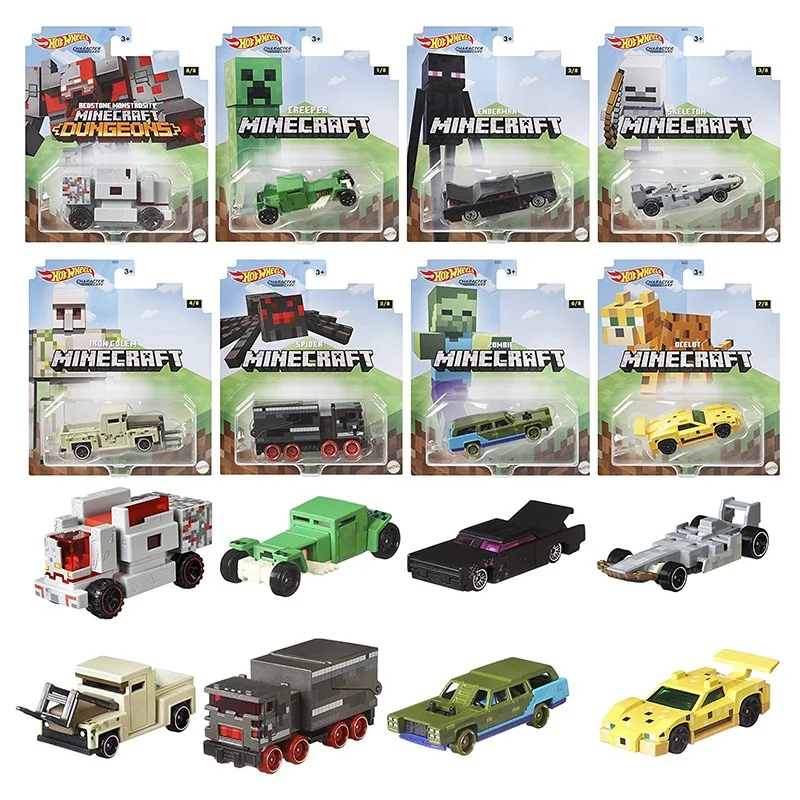 حقيقية الساخن عجلات ماين كرافت سلسلة لعبة مجسمة سيارة سطح المكتب زخرفة المقتنيات هدايا العيد في الأوراق المالية #2