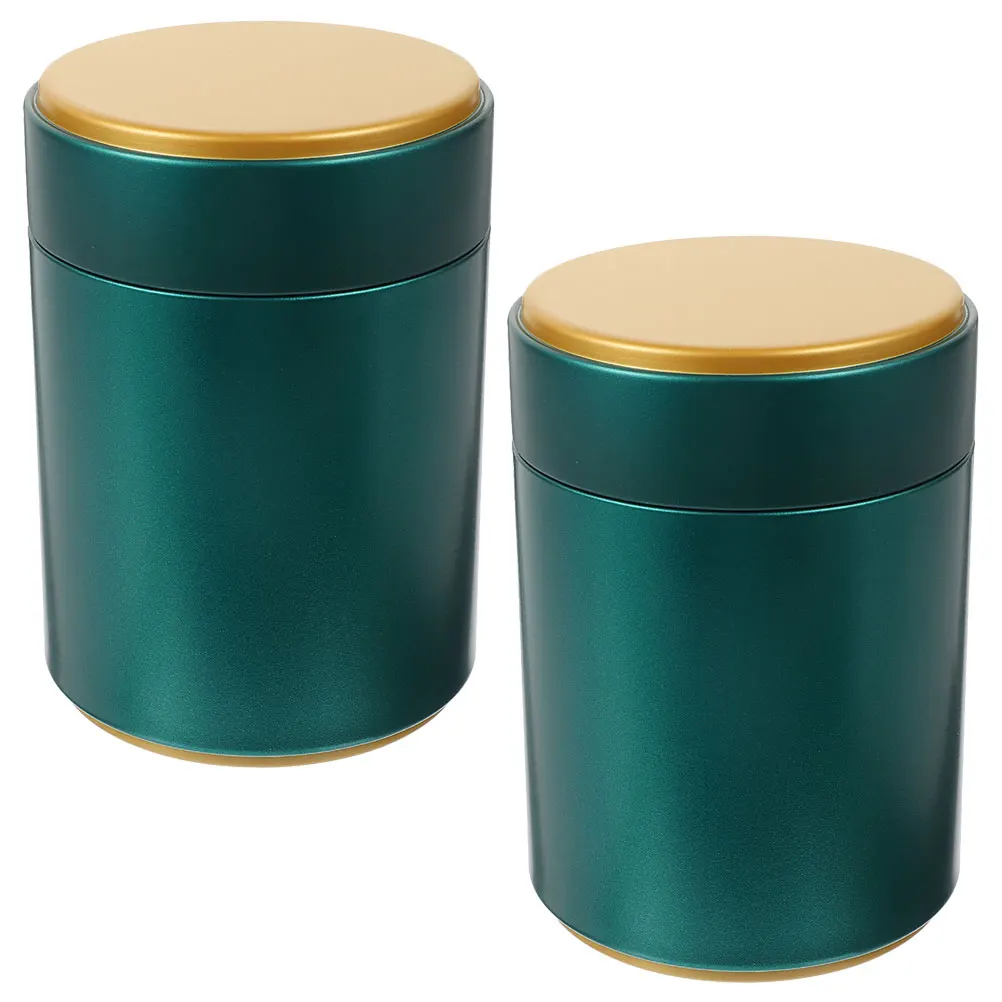 

2Pcs Metal Tea Canister Tinplate Storage Jar Wide Mouth Easy Clean Airtight Container for Dry Foods Travel Use