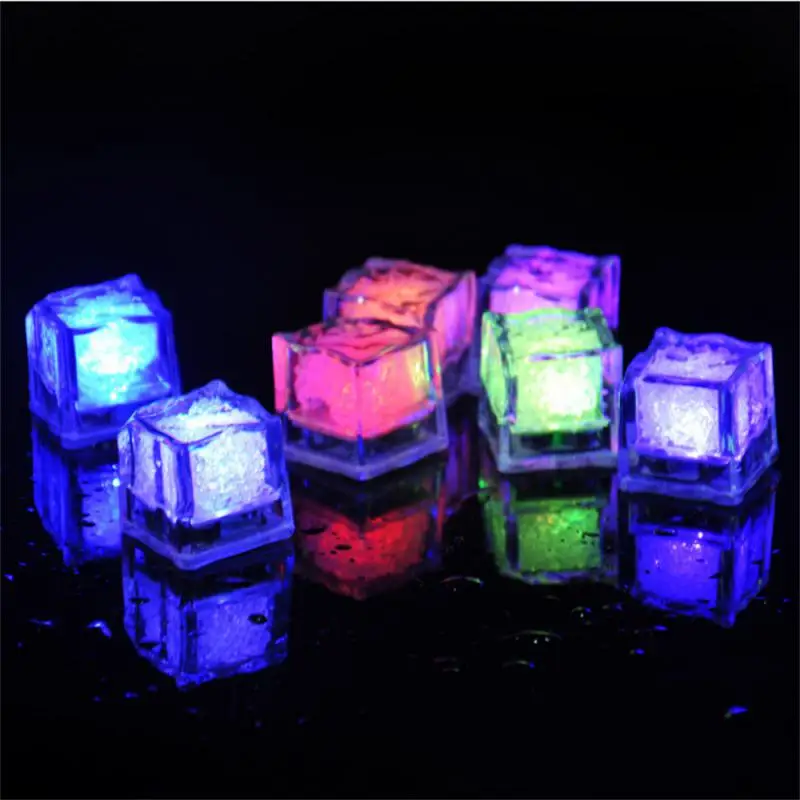 6/1pcs Colorful Luminous Ice Cubes Night Light Colorful Flash Ice In Water Luminous Waterproof Night Light Safe Decoration Light